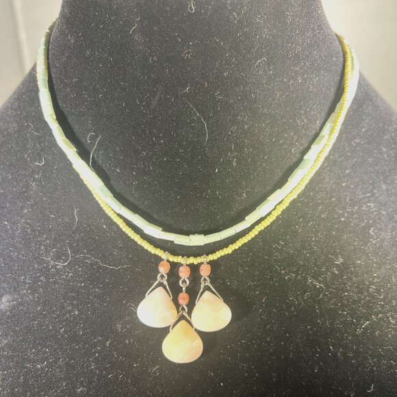 David Aubrey Green Bead Two-Layer Necklace - Picture 1 of 5